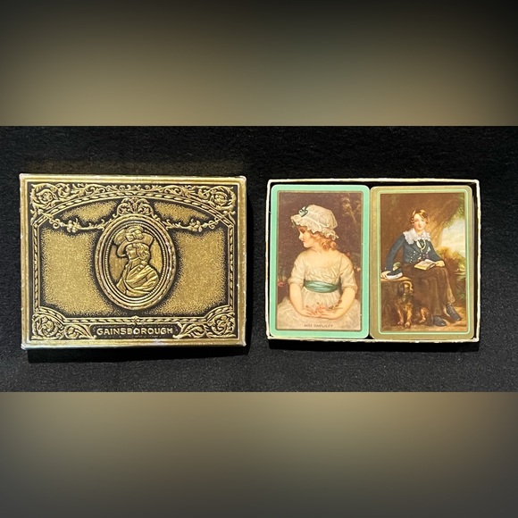 Vintage USA Gainsborough PLAYING CARDS Golden 2 DECKS Set - Picture 1 of 11